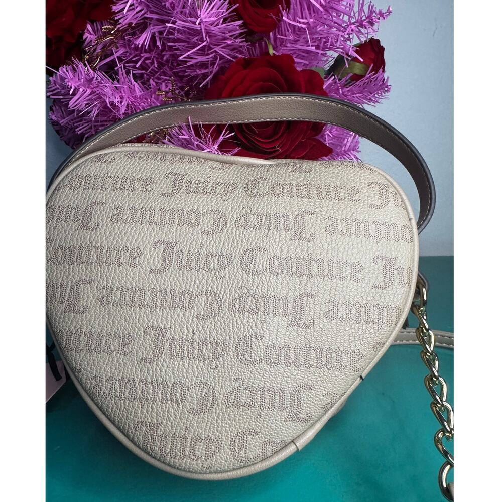 NEW Juicy Couture “Love Never Dies” Heart Crossbody Bag – Café/Juicy Pink - Picture 3 of 5